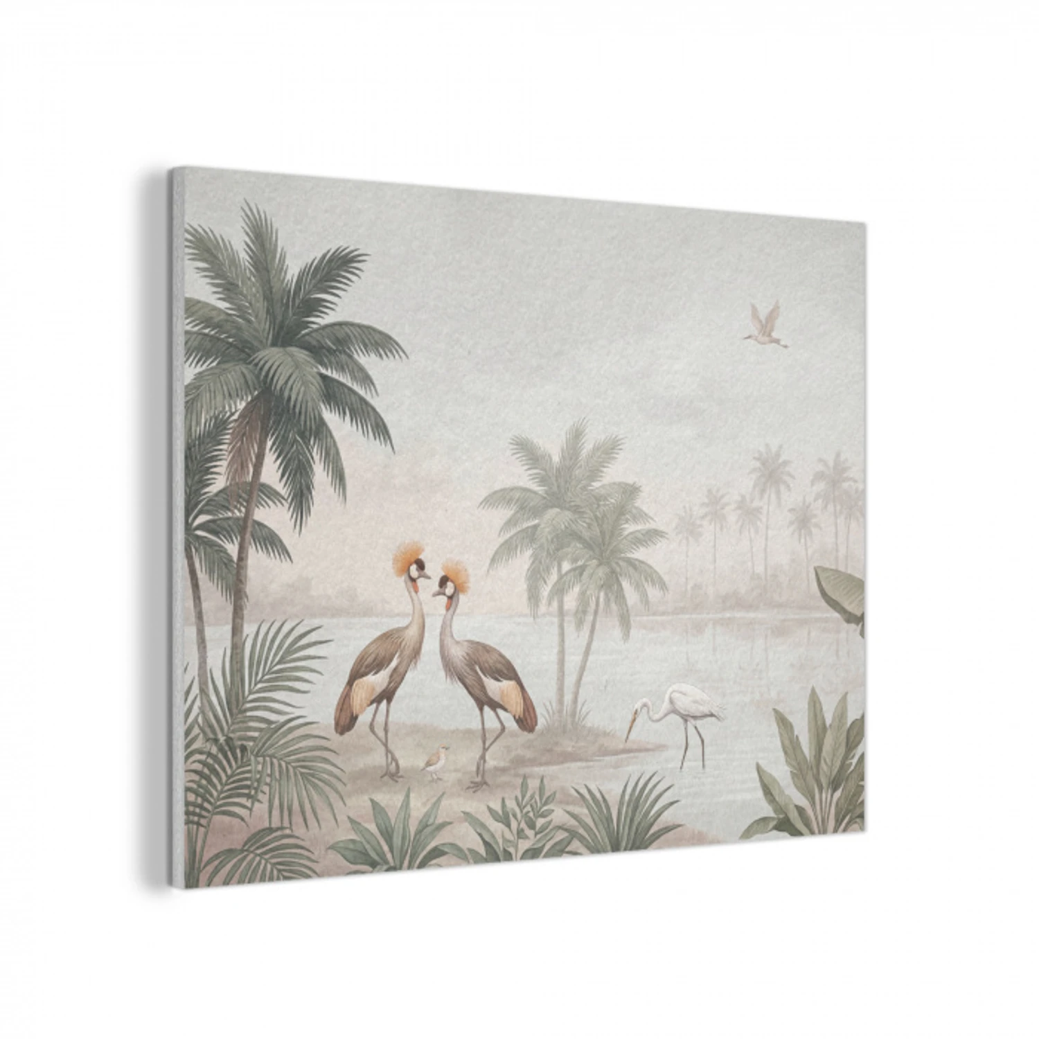 Kraanvogels - Palmbomen - Tropisch PET vilt klein -3d