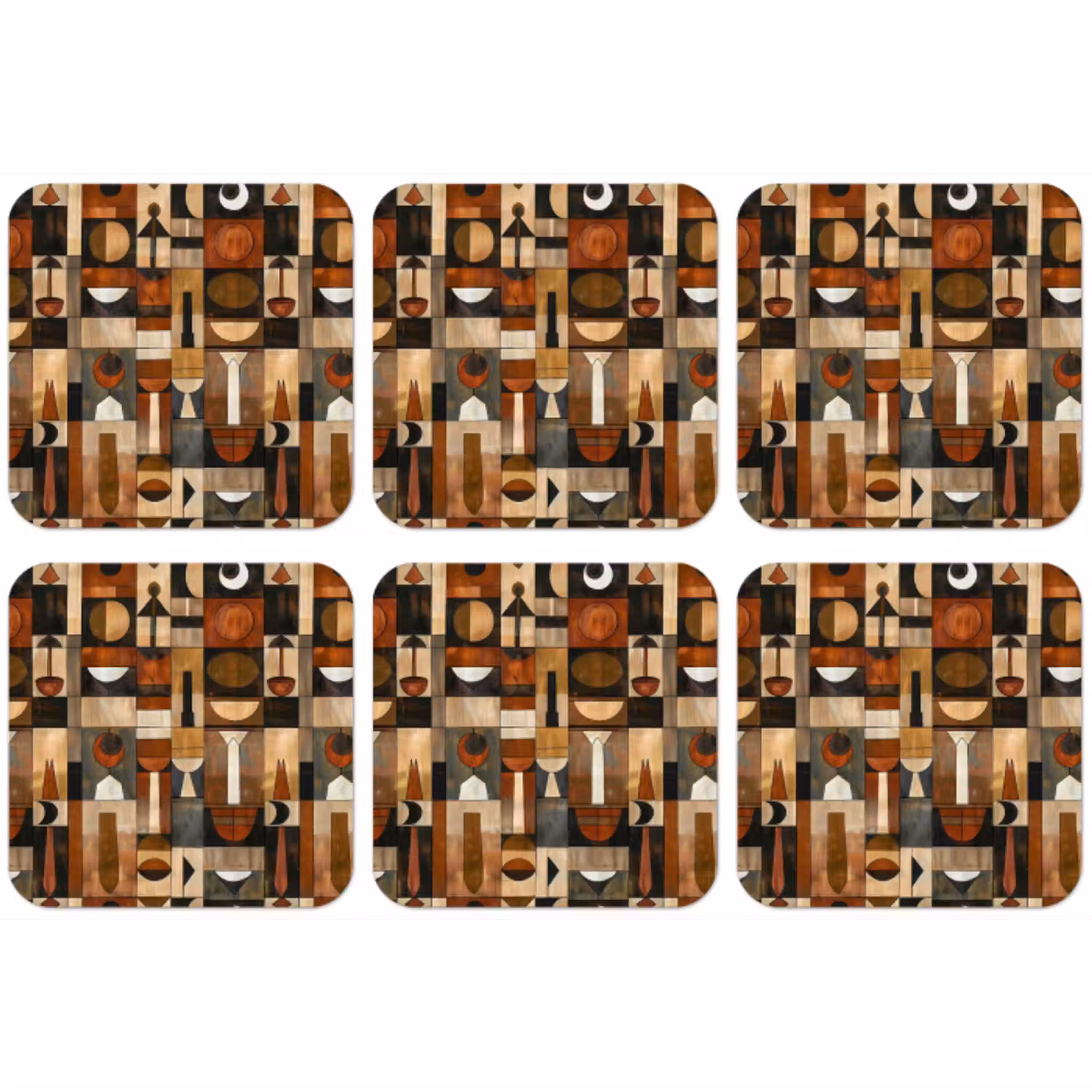 Terracotta - Geometrisch - Mid-Century - Patroon onderzetter kurk middel 366 -zkaufland3dotto