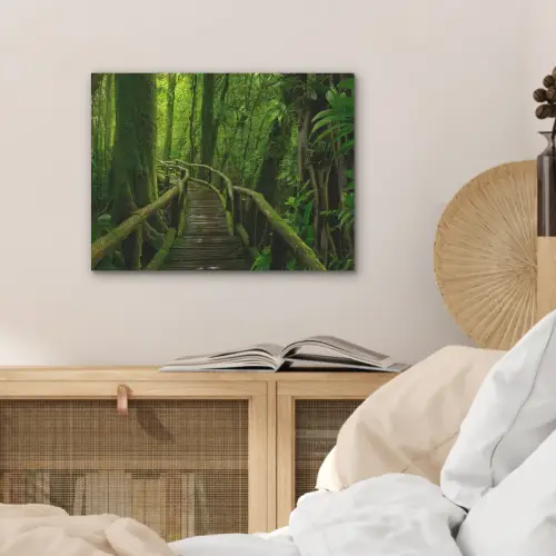Jungle - Brug - Mos - Natuur - Tropisch PET vilt klein -sfeer3
