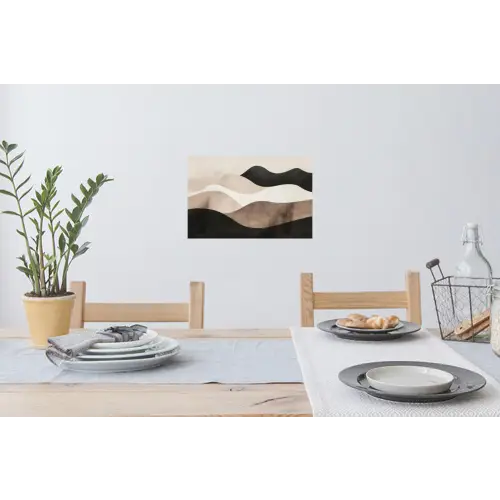 Abstract - Landschap - Golven - Crèmekleur Muursticker klein -eettafel
