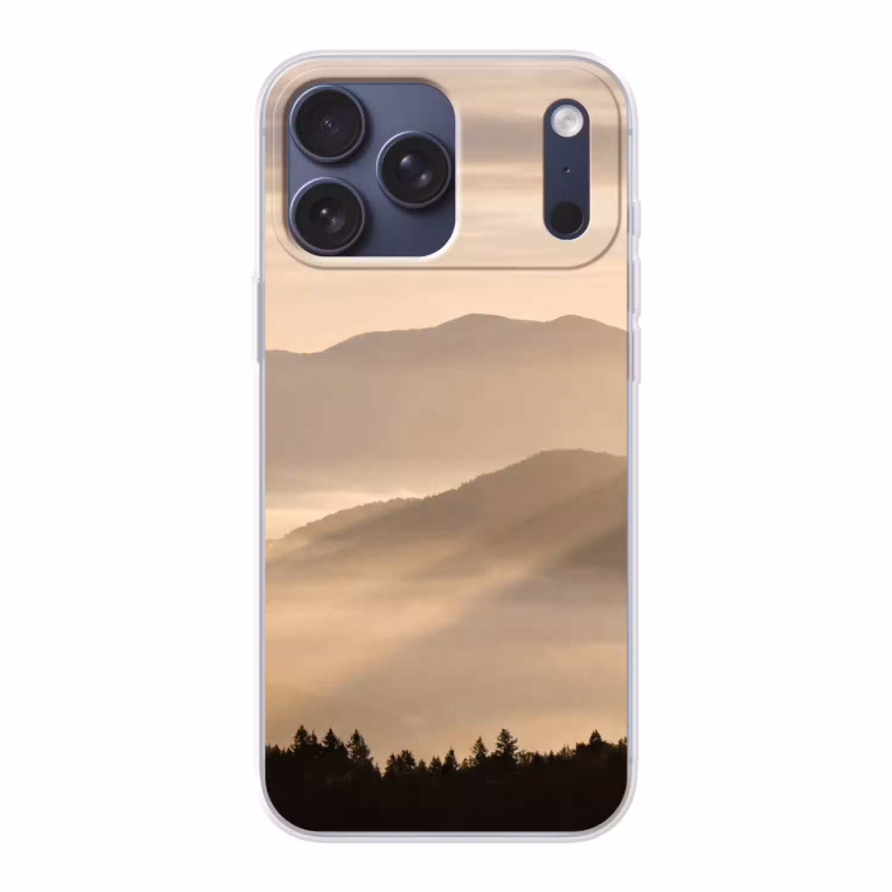 Bergen - Mist - Zonnestralen Telefoonhoesje iPhone 17 Pro Max klein -3d