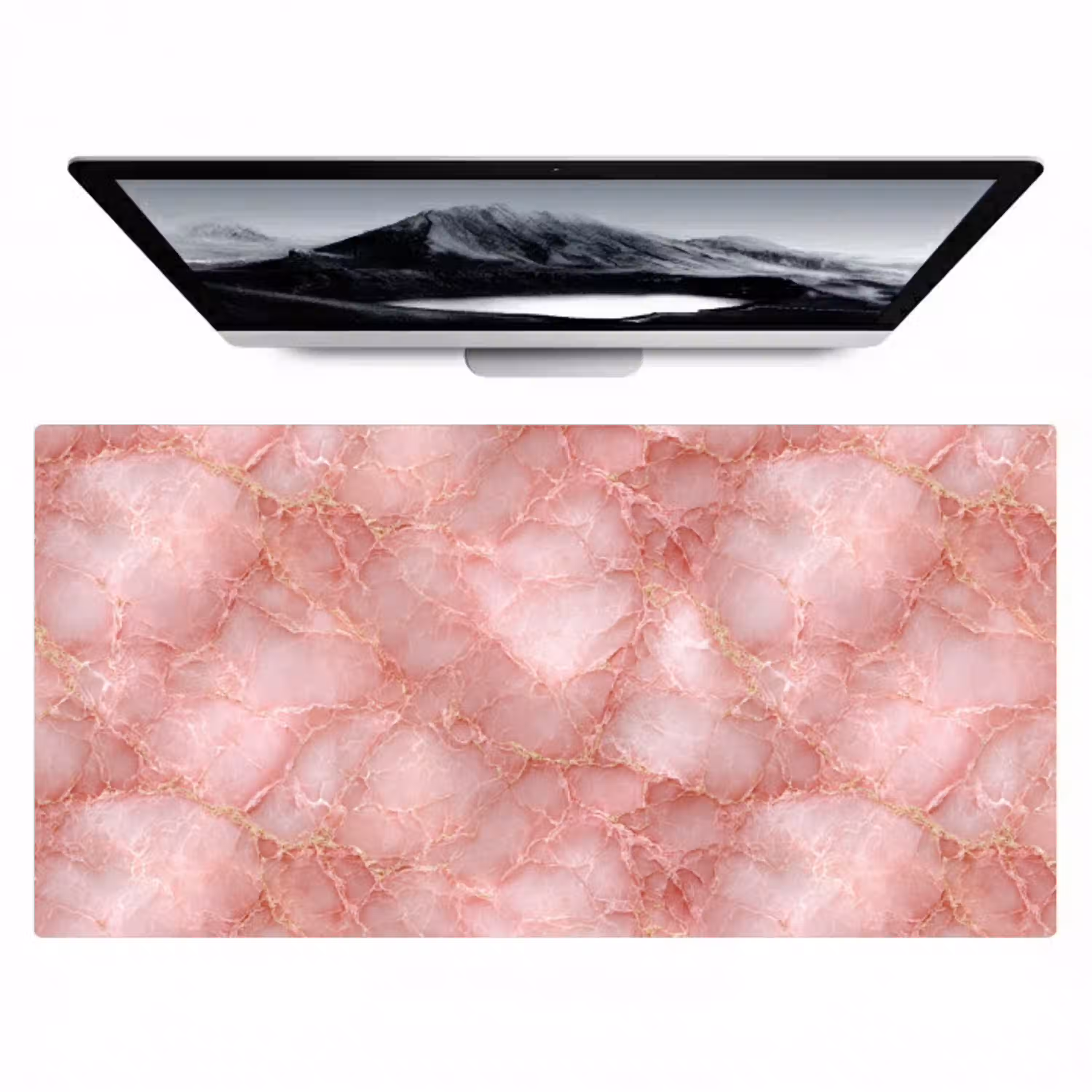 Roze - Kwarts - Goud - Marmer Muismat XXL klein 681 -zzz3d