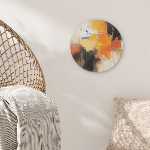 Abstract - Modern - Verflook - Herfst kleuren - Oranje Akoestische PET Vilt - Rond klein -sfeer4