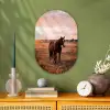 Paard - Zonsondergang - Bruin Wandcirkel Ovaal Forex klein -sfeer2