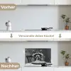 Wasbeer - Cute - Pasta - Tafelkleed - Zwart - Wit keuken achterwand spatscherm klein -voor_na_DE