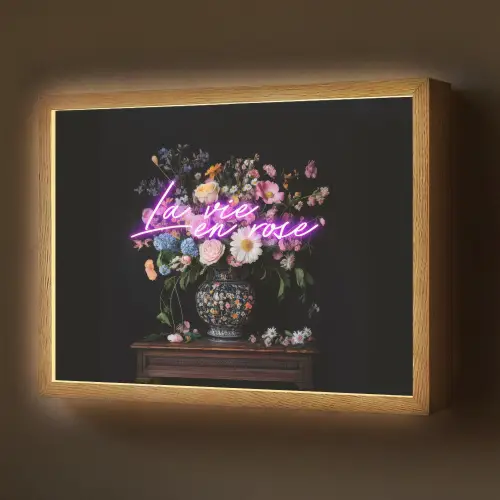 Neon - Vaas - Bloemen Light Box met batterij (Wandlamp) middel -z3d_website