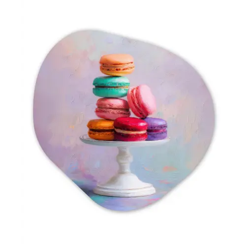 Macarons - Schaal - Pastel - Kleurrijk Wandcirkel Organisch Aluminium middel -3d