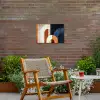 Abstract - Vormen - Donkerblauw Tuinposter op houten frame 2 cm dik klein -sfeer3