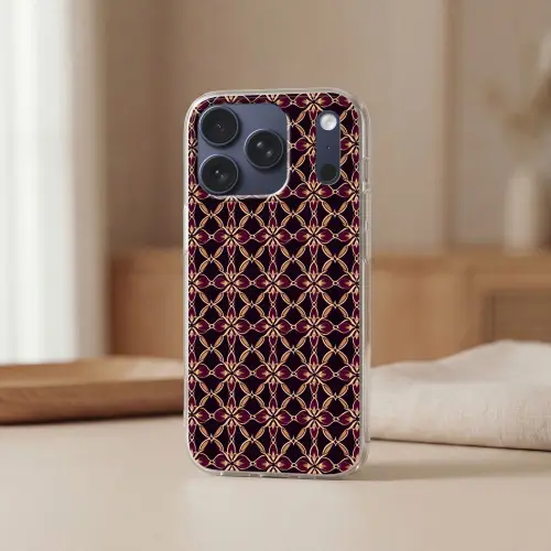 Symmetrisch - Tegel - Burgundy Telefoonhoesje iPhone 17 Pro klein 878 -sfeer2