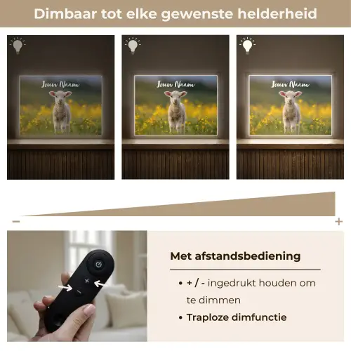 Lammetje - Gras - Bloemen - Geel Light Box met batterij (Wandlamp kind) middel -USP_dimbaarNL