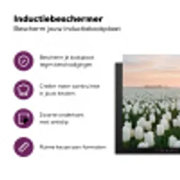 Tulpen - Landschap - Wit Inductie beschermer vinyl 3mm klein -zzzzzzz-cc-usp