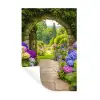 Doorkijk - Poort - Hortensia - Bloementuin Muursticker klein -3d