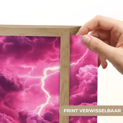 Roze - Onweer - Wolken Light Box met batterij (Wandlamp) middel 907 -USP_websiteprintNL