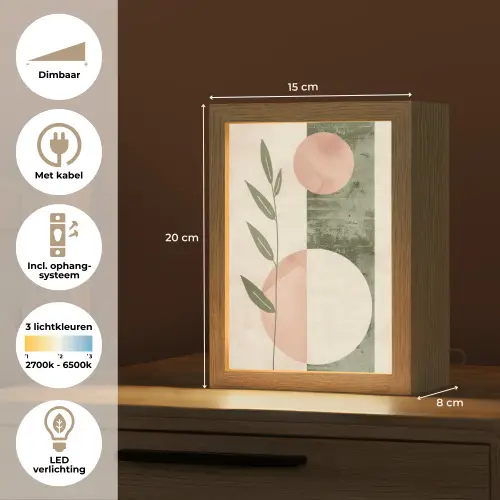 Geometrisch - Roze - Groen - Natuur Light Box met kabel (Tafellamp) klein -USP_NL