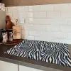 Zebra - Patroon - Blauw - Beige Inductie beschermer vinyl 3mm klein 276 -sfeer3