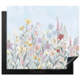 Weidebloemen - Illustratie - Kleurrijk Inductie beschermer vinyl 3mm middel -3d