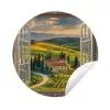 Doorkijk - Toscane - Uitzicht - Landschap - Zomer Wandcirkel tuinposter met ringen klein -3d