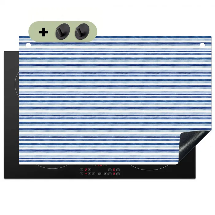 Frans - Citroen - Strepen - Blauw Inductie beschemer met haakjes klein 777 -3d