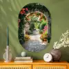 Doorkijk - Bloemen - Natuur - Bloementuin Wandcirkel Ovaal Glas middel -sfeer2