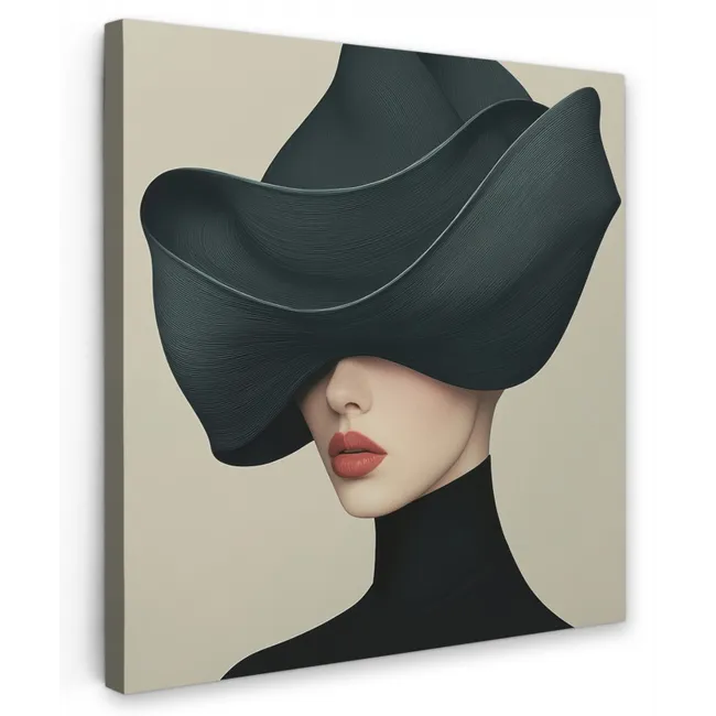 Vrouw - Groen - Hoed Tuinposter op houten frame 2 cm dik klein -3d