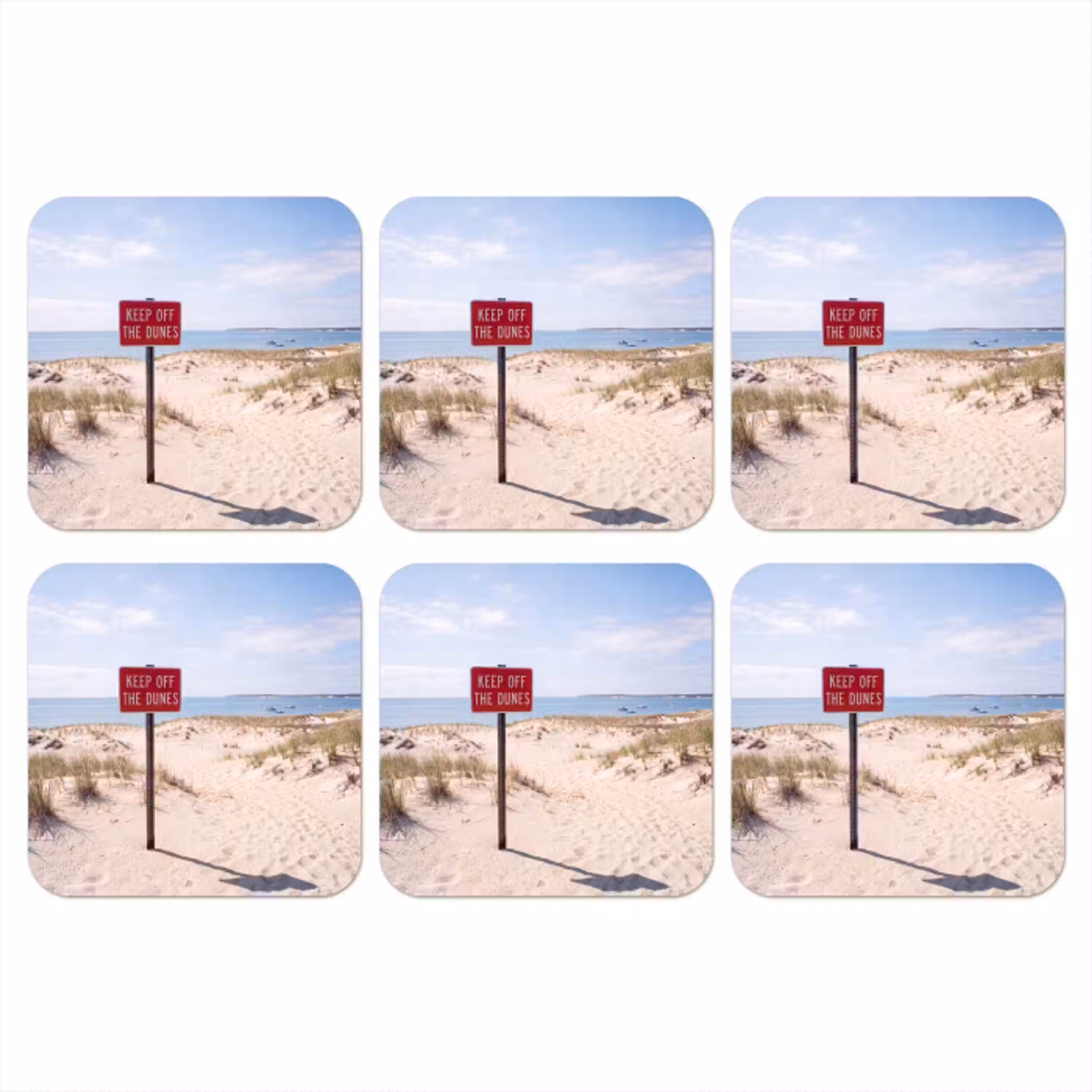 Duin - Bord - Kust - Landschap - Rood onderzetter kurk middel -3d
