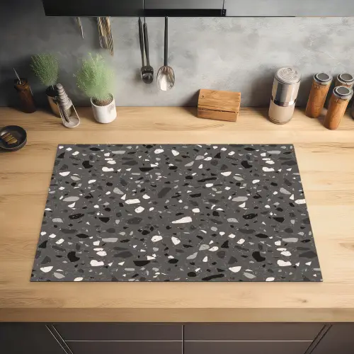 Terrazzo -  Patroon - Grijs Inductie beschermer vinyl 3mm klein 276 -sfeer5
