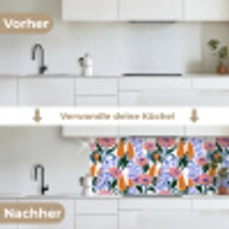 Patroon - Aquarel - Kleurrijk keuken achterwand 2 middel 871 -voor-na_DE