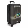 Blauwe auto met grijze vlammen NBS - Handbagage koffer - Kinderen Unisex middel -productfoto_3d