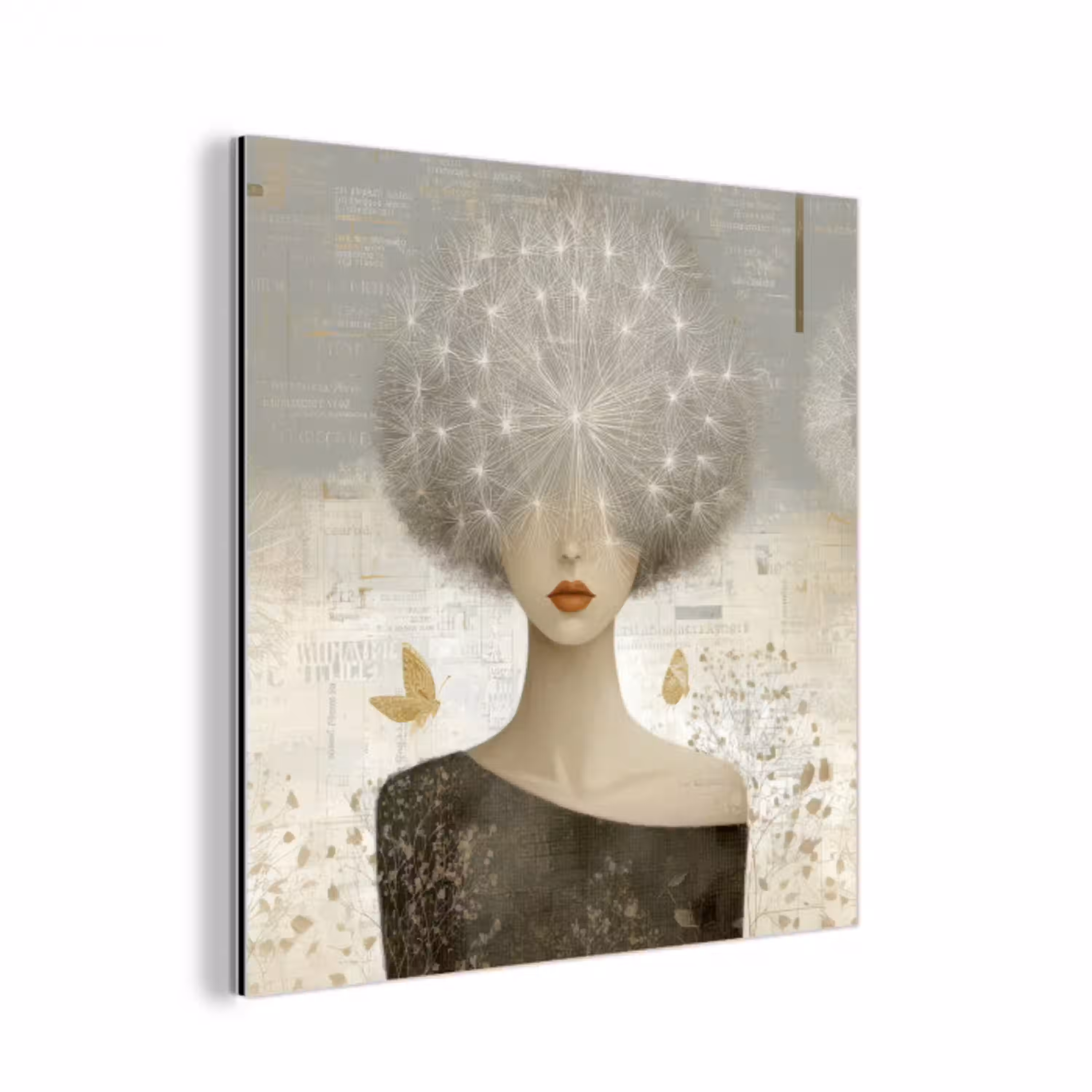 Pluis - Vrouw - Beige aluminium wit klein -3d