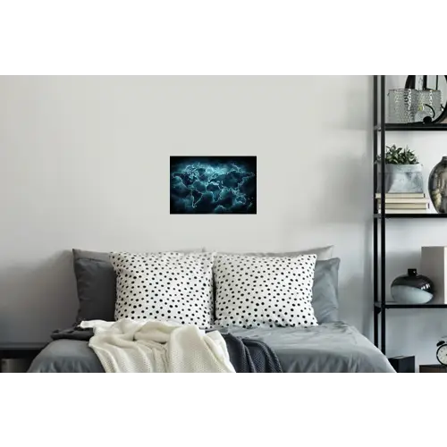 Wereldkaart - Bliksem - Blauw Muursticker klein -slaapkamer