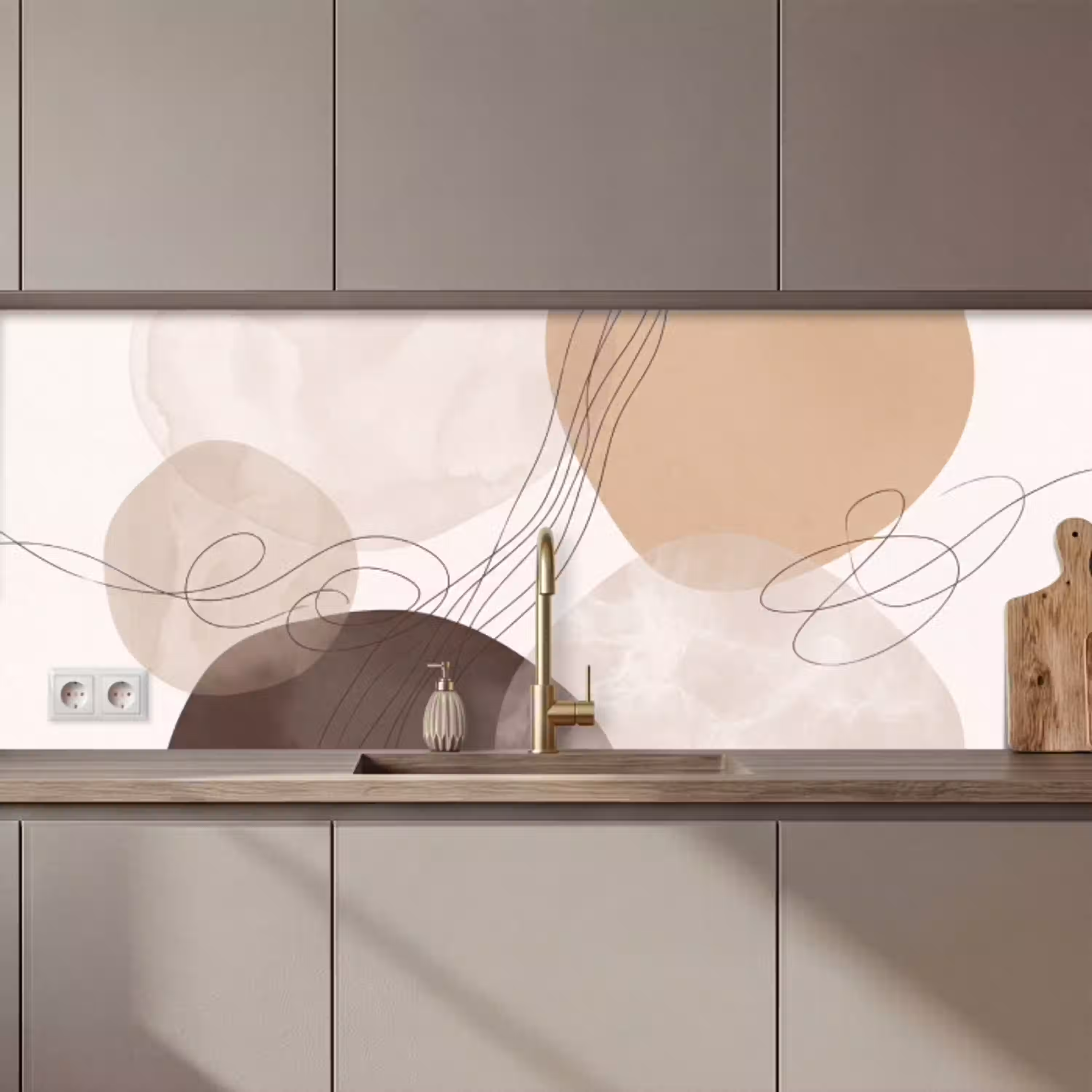 Abstractie - Beige - Modern keuken achterwand 2 middel zz_3dshopping