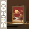 Volle maan - Landschap - Waterval Light Box met kabel (Tafellamp) klein -USP_NL