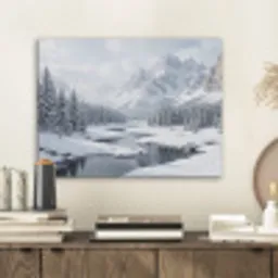 Sneeuwlandschap - Bergen - Rivier - Winter PET vilt klein -sfeer1