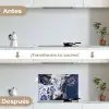 Koe - Delfts - Blauw - Artistiek keuken achterwand spatscherm klein -voor_na_ES