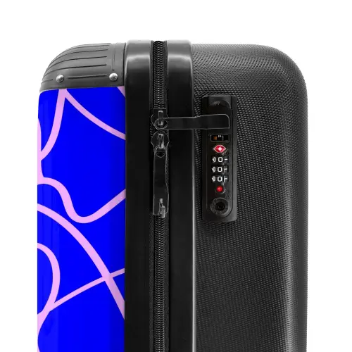 Roze lijnen op kobaltblauw NBS - Handbagage koffer - Volwassenen Unisex middel -slot
