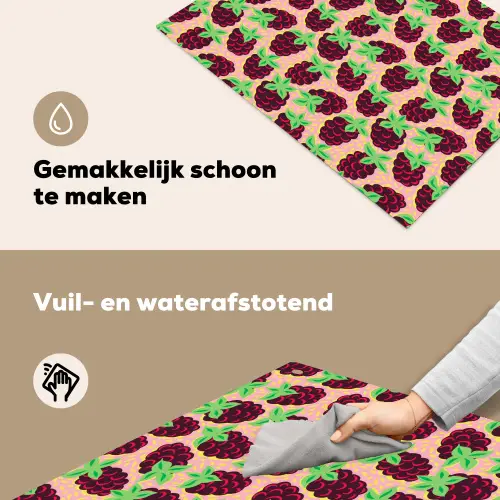 Frambozen - Rood - Roze - Patroon Inductie beschemer met haakjes klein 777 -ky-schoon-nl