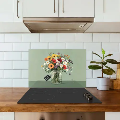 Bloemen - Vaas - Kaartje keuken achterwand spatscherm klein -sfeer2