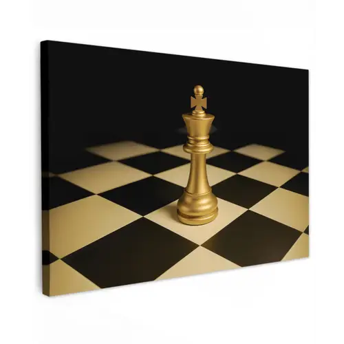 Schaakstuk - Koning - Schaakbord - Geblokt canvas 2cm klein -z3d