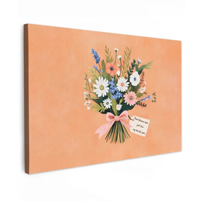 Boeket - Strikje - Quote Tuinposter op houten frame 2 cm dik klein -3d