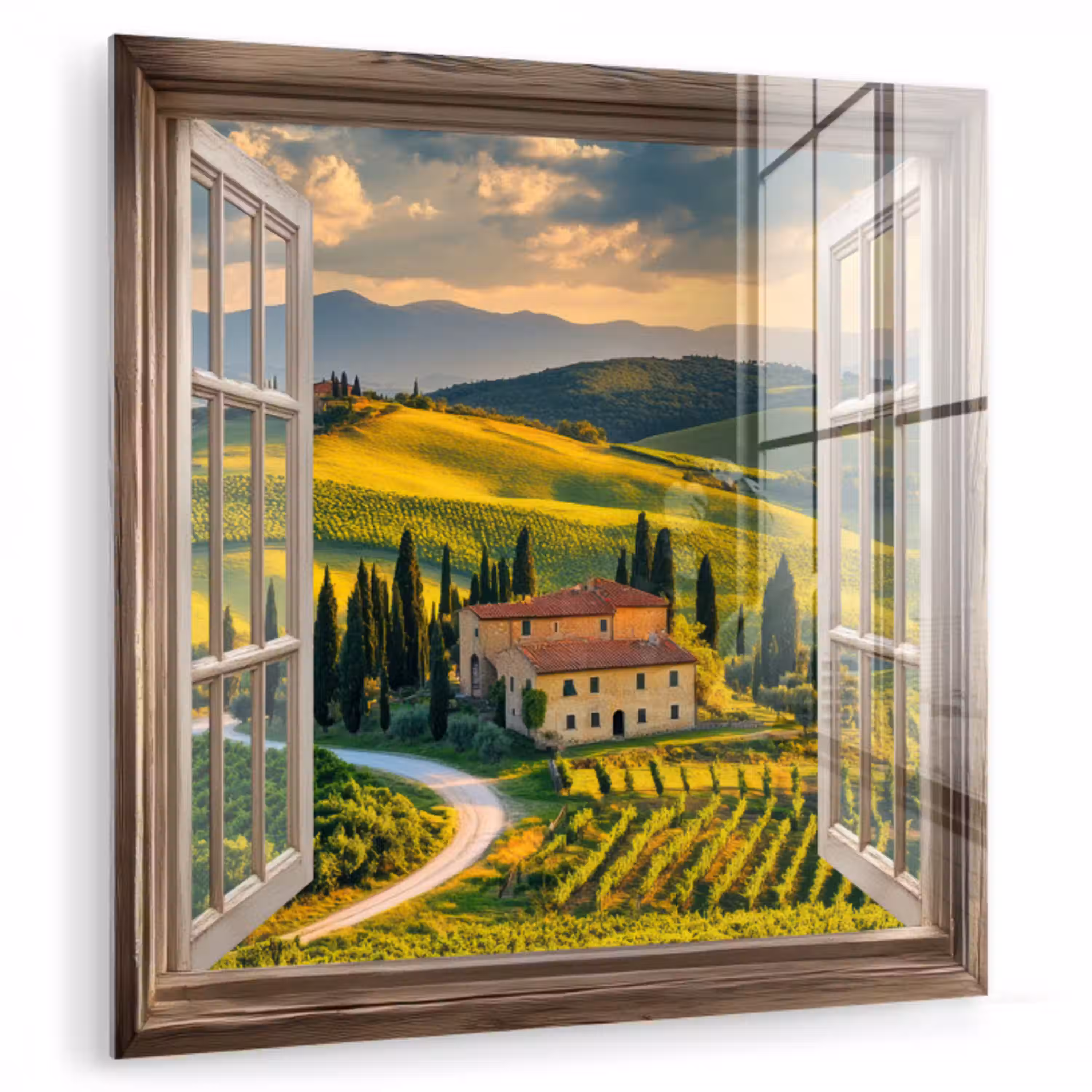 Doorkijk - Toscane - Uitzicht - Landschap - Zomer plexiglas 5mm klein -zzzproduct_nieuw