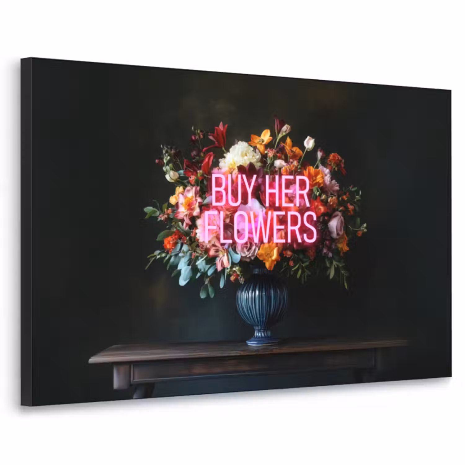 Art frame - Quote - Bloemen - Vaas - Neon