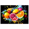 Fruit - Graffiti - Kleurrijk - Sinaasappel - Aardbei - Abstract poster papier klein -3d