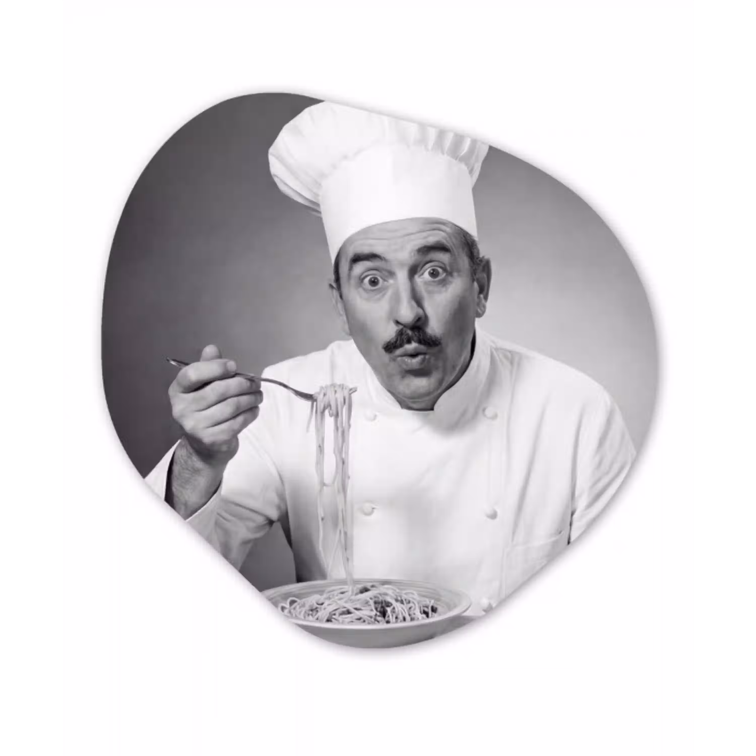 Chef - Spaghetti - Pasta Wandcirkel Organisch Aluminium middel -3d