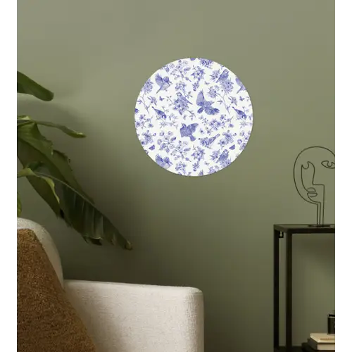 Birds - Flowers - Blue Wandcirkel behangsticker klein 186 -sfeer2