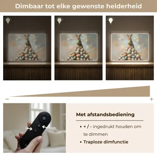 Konijn - Eieren - Kleurrijk Light Box met batterij (Wandlamp) middel -USP_dimbaarNL