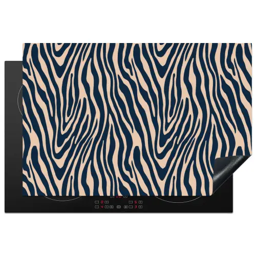 Zebra - Patroon - Blauw - Beige Inductie beschermer vinyl 3mm klein 276 -3d
