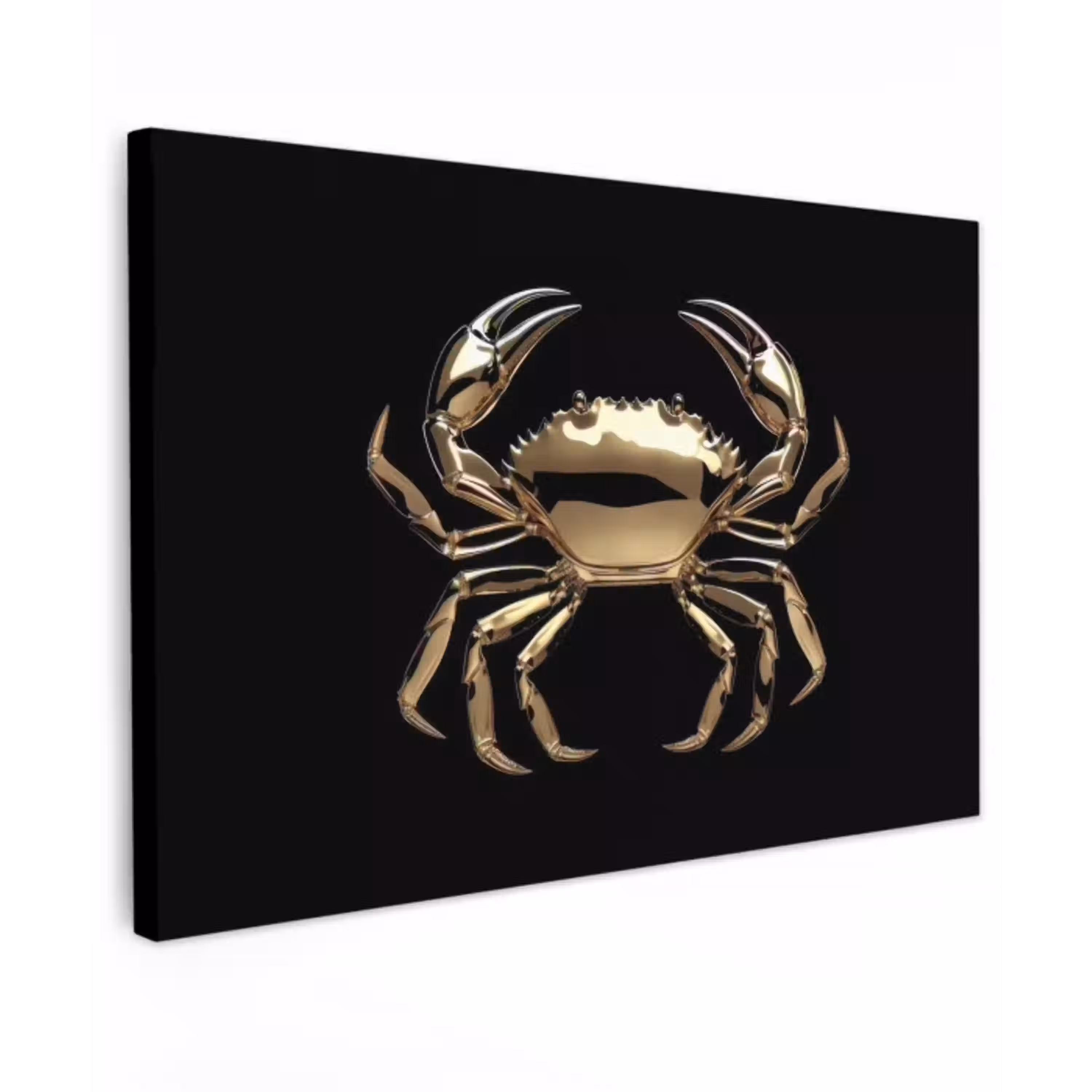 Goud - Krab - Dieren - Zwart canvas 2cm klein -z3d