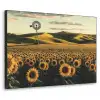 Zonnebloem - Veld - Windmolen Textielframe zwart klein -3d