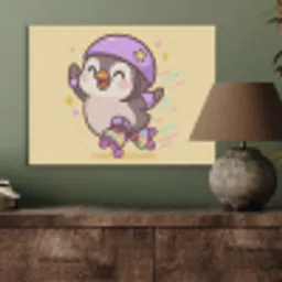 Pinguïn - Rolschaatsen - Geel - Energiek PET vilt klein -sfeer2