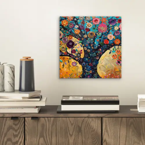 Boom - Levensboom - Kleurrijk - Bloemen - Modern aluminium wit klein -sfeer1